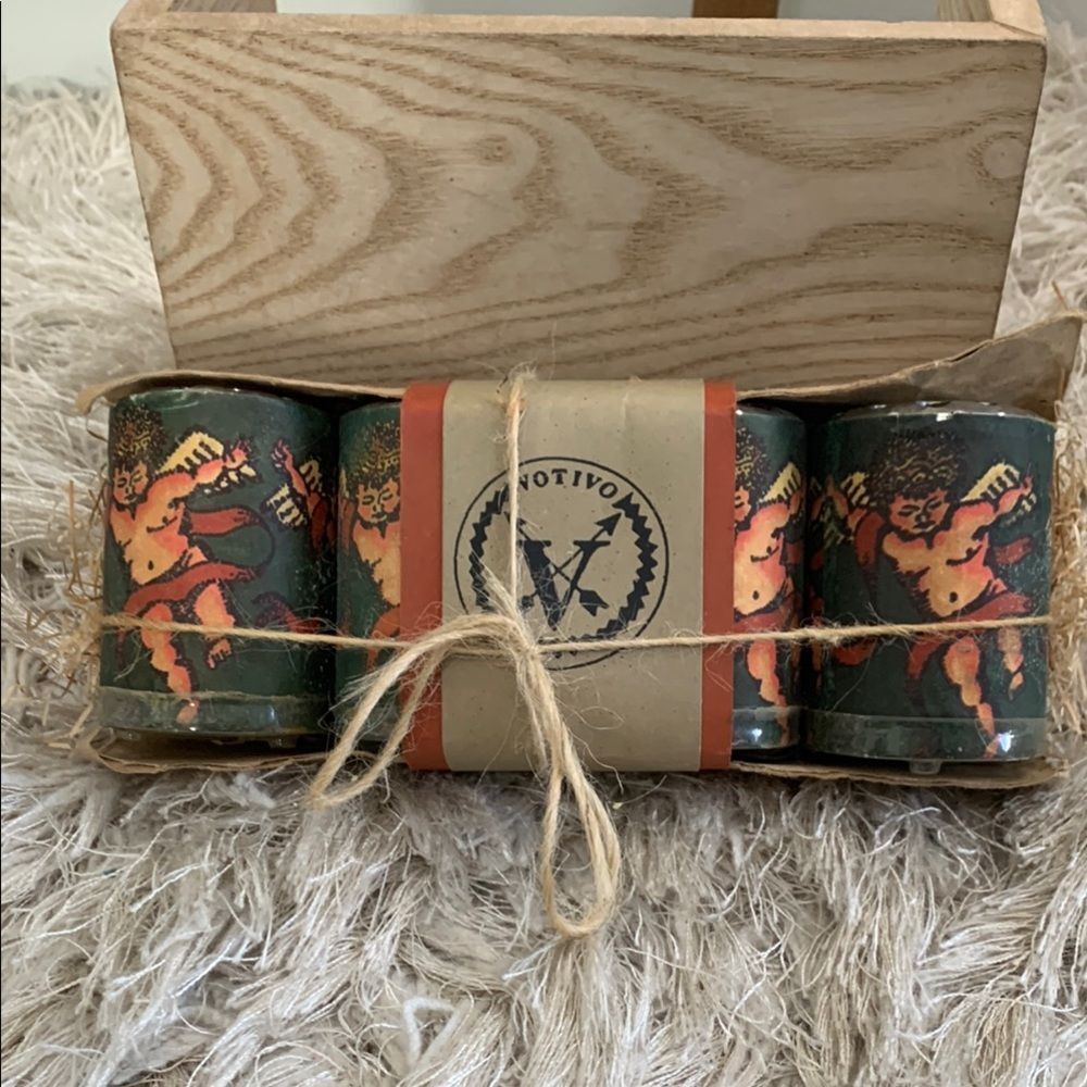 VOTIVO Set‎ Of 4 Cupid Paper Wrapped 
Candles Made In Mexico